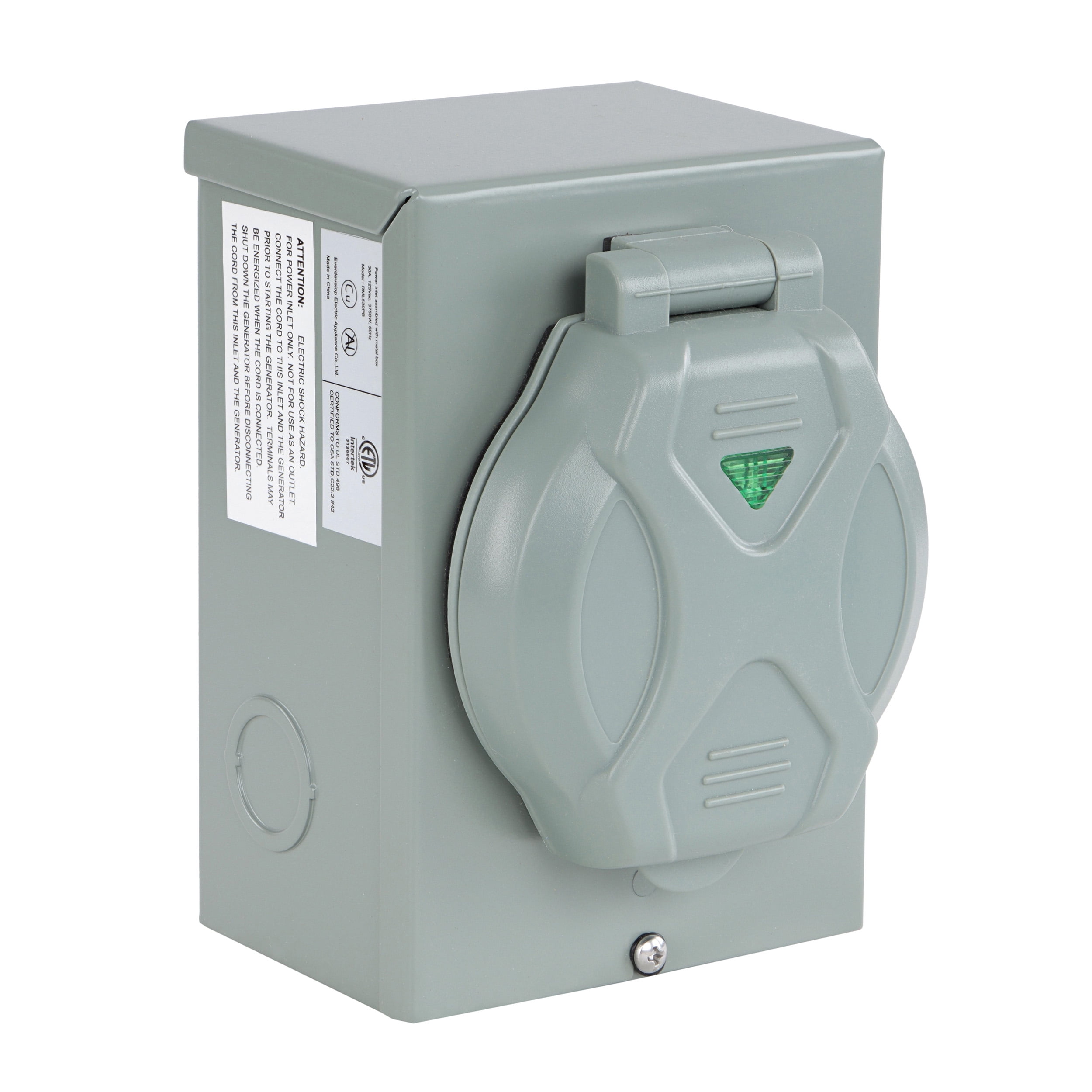 BISupply Generator Inlet Box 30 Amp 3 Prong L530 125V Generator