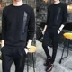 thumbnail image 3 of Conjuntos deportivos de corte entallado, camiseta y pantalones negros, ropa deportiva, chándal con alfabeto para hombre, ropa para correr, oferta elegante y popular, 3 of 5