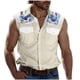 thumbnail image 1 of Camisas de Cuello para los Hombres de Moda Casual Imprimir Turndown Cuello sin Mangas Bolsillos Deportivos Tanque, Ligero Top de Verano, 1 of 5