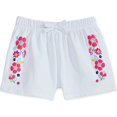 thumbnail image 1 of First Impressions Shorts casuales para caminar con volantes en la cintura para niñas, blanco, 6 meses, 1 of 1