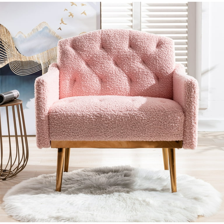 Modern Accent Chair with Rose Golden Feet Armchair Single Sofa