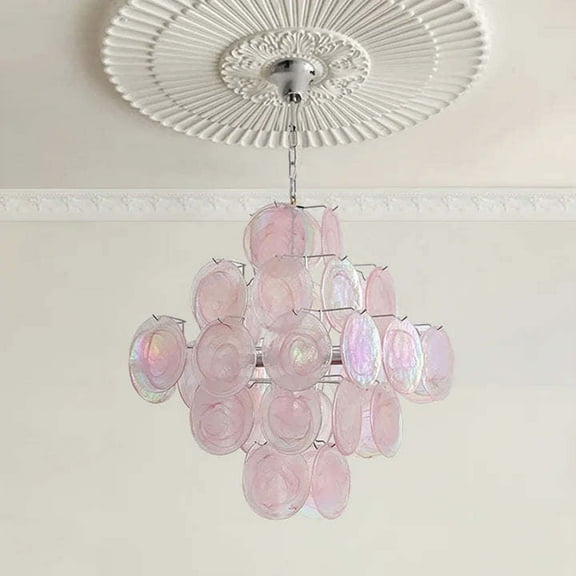 LittleGlovo Vintage Pink Murano Glass Chandelier