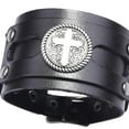 thumbnail image 4 of Pulsera de cuero Yuyangstore punk rock ajustable negro, 4 of 7