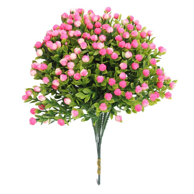 Ounissouiy 10 flores artificiales de bajo mantenimiento y larga duración para cualquier ocasión flores decoración del hogar flores falsas Decoración del hogar rosa 1