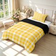 thumbnail image 2 of Manfei Modern Checkered Twin Comforter Sets,Geometric Plaid Bedding Set,Yellow White,Black Reversible,2pcs,1 Comforter and 1 Pillowcase,2pcs,1 Comforter and 1 Pillowcase, 2 of 7