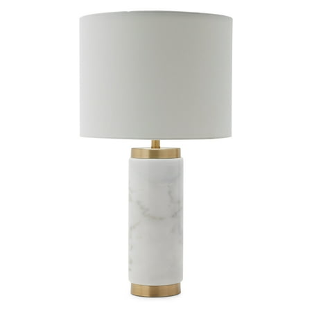 Modrn Marble And Antique Brass Cylinder, Antique Marble Table Lamps