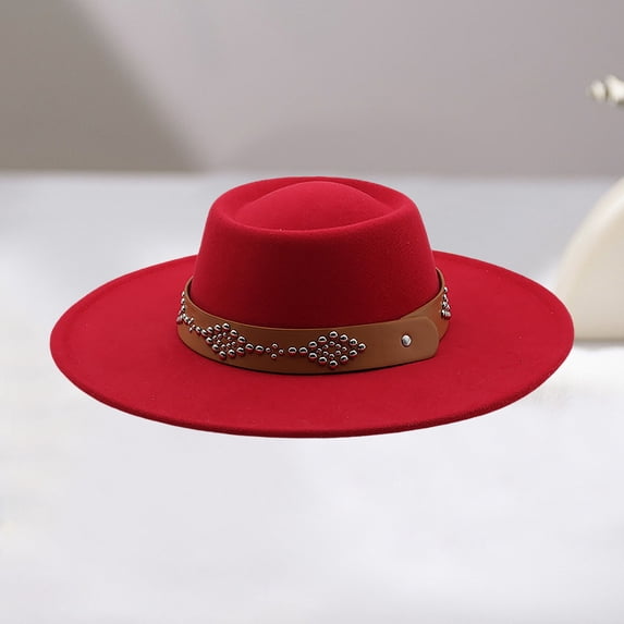 SRZYMJ Classic Western Felt Cowboy Cowgirl Hat for Women Men Wide Brim Belt Buckle Cowboy Hat