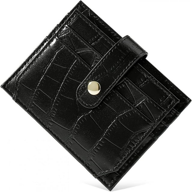 Elegante billetera minimalista delgada plegable, tarjetero RFID con múltiples compartimentos seguros, cuero PU de alta calidad