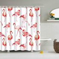 thumbnail image 1 of Cortina de ducha de poliéster con estampado de flamencos de animales de dibujos animados de baño nórdico impermeable para decoración del hogar, 1 of 5