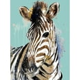 thumbnail image 2 of Pinto, Patricia 12x14 White Modern Wood Framed Museum Art Print Titled - Zebra On Teal, 2 of 4