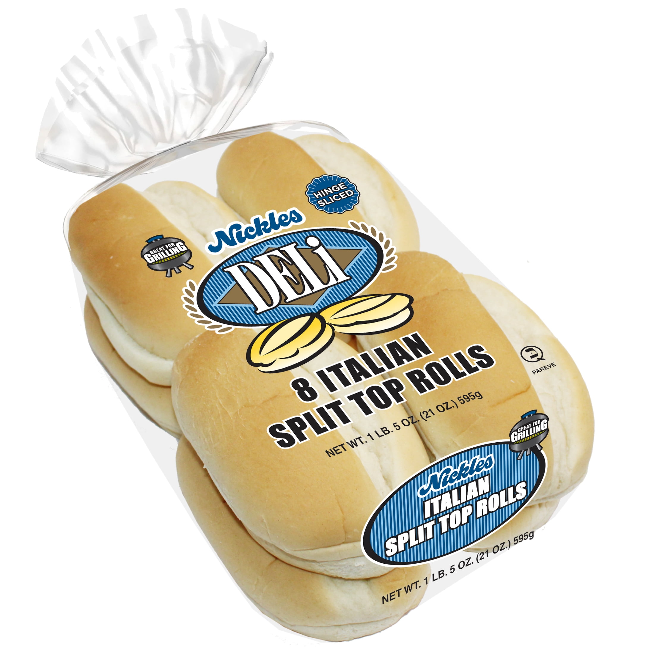 Nickles Bakery Deli Italian Split Top Rolls Hinge Sliced, 6-Inch, 8 Count, 21-Ounce.