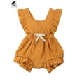 thumbnail image 3 of PULLIMORE Newborn Baby Girl Ruffle Romper Bodysuit Sleeveless Summer Clothes Jumpsuit (Yellow, 0-3 Months), 3 of 9