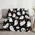 thumbnail image 5 of Halloween Throw Blanket for Couch Sofa Bed Cute Ghost Printed Blanket Soft Lightweight Plush Blanket Halloween Room Decor for All Season(Black,Throw(50"x60")), 5 of 6