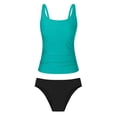thumbnail image 5 of PWPSG Racerback Ruched High Waisted Two Piece Swimsuit Tummy Shaping Contouring for Daily Swimming Blue XL, 5 of 6