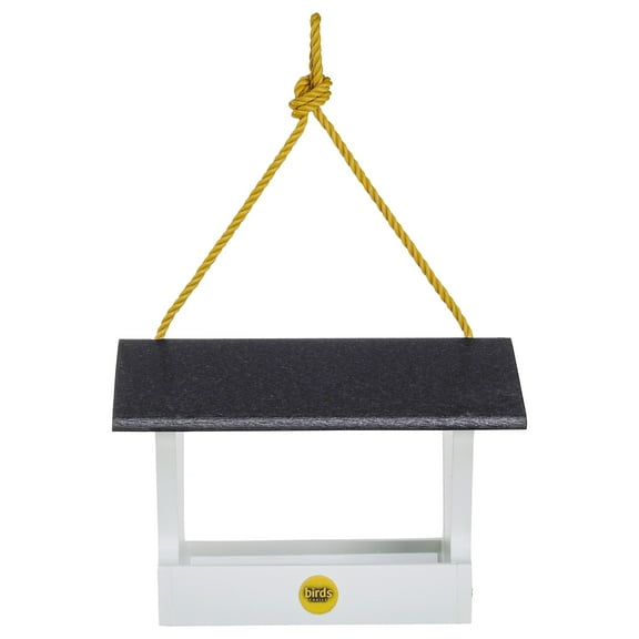 Birds Choice Modern Farmhouse Medium Hopper Hanging Bird Feeder, Black/White