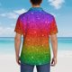 thumbnail image 4 of Fotbe Rainbow Glitter Camisa Hawaiana para Hombre Unisex – Camisa Casual de Verano con Botones de Manga Corta de Algodón y Lino,Small, 4 of 7