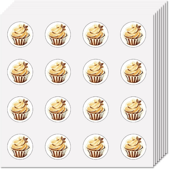 128Pcs Cupcake Stickers DIY for Scrapbooking Small Decal Bulk Sticker Round Dot Stickers Reward Encouragement Motivational DIY for Toddlers Student Planner Dessert Water Bottle Party 2.5x2.5cm
