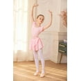 thumbnail image 4 of Oudiya Girls Ballet Dance Dress Leotards Ruffle Sleeve Shiny Ballet Tutu Skirt Pink for 3-4Y, 4 of 9