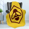 thumbnail image 4 of Honeycomb Soft Flannel Fleece Blanket, Hexagon and Bee Design Simplistic Composition Monochrome Silhouette Animal, Cozy Plush for Indoor and Outdoor Use, 50" x 70", Brown and Yellow, by Ambesonne, 4 of 5