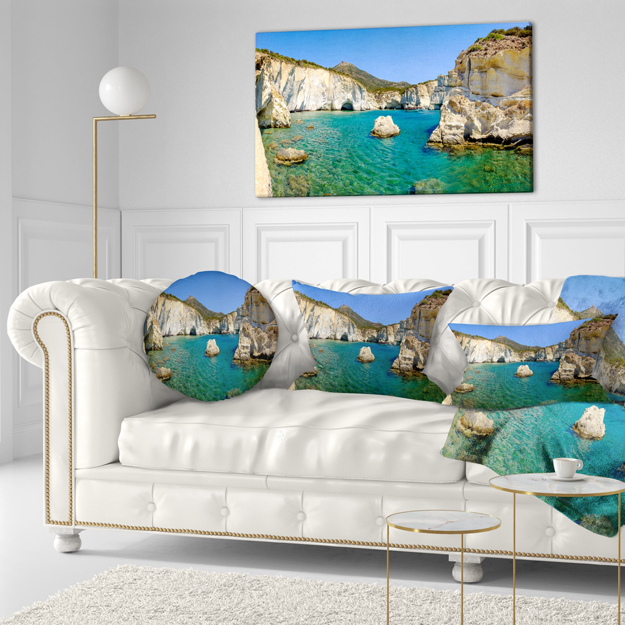 Designart 12" x 20" White Polyester Throw Pillow