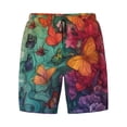 thumbnail image 4 of Lsque Mens Swim Trunks Butterfly Flower Cascade Pattern - Bathing Suit Compression Liner - Beach Swim Shorts Swimwear - (S-3XL) - Stretch Quick Dry -X-Large, 4 of 9
