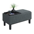 thumbnail image 3 of Convenience Concepts Designs4Comfort Pouf en Bois de Brent en Tissu de Lin Gris, 3 of 8