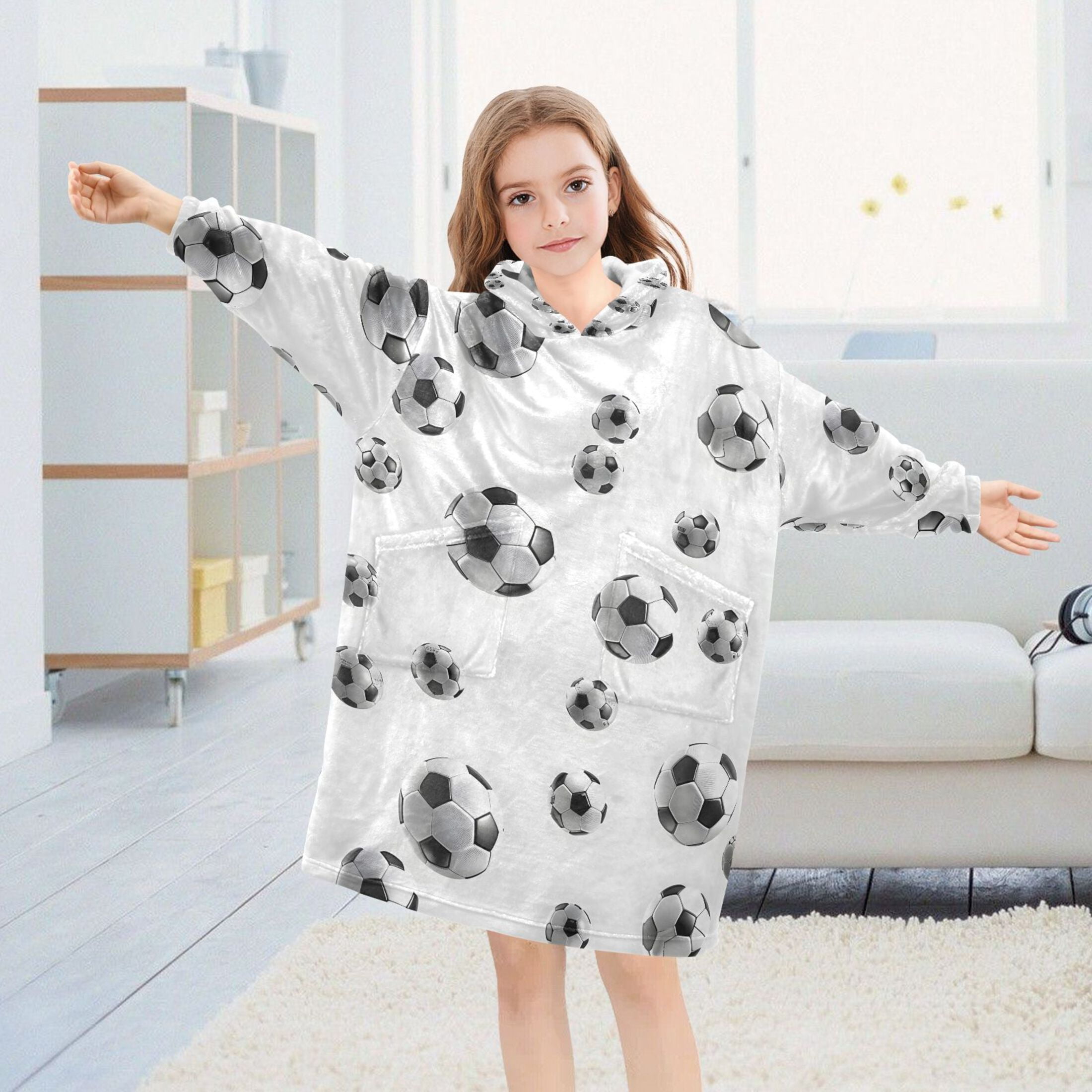 joogoo Blanket Hoodie for Soccer Football Oversize Sweatshirt 3-14 YR L