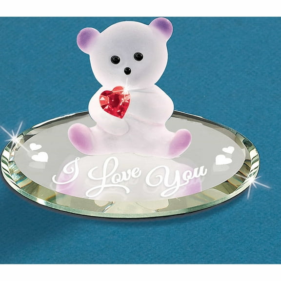 Fashion Bear With Crystal Heart, I-L-U Glass Figurine (3.19 X 2.79) Made In China -Jewelry By Sweet Pea