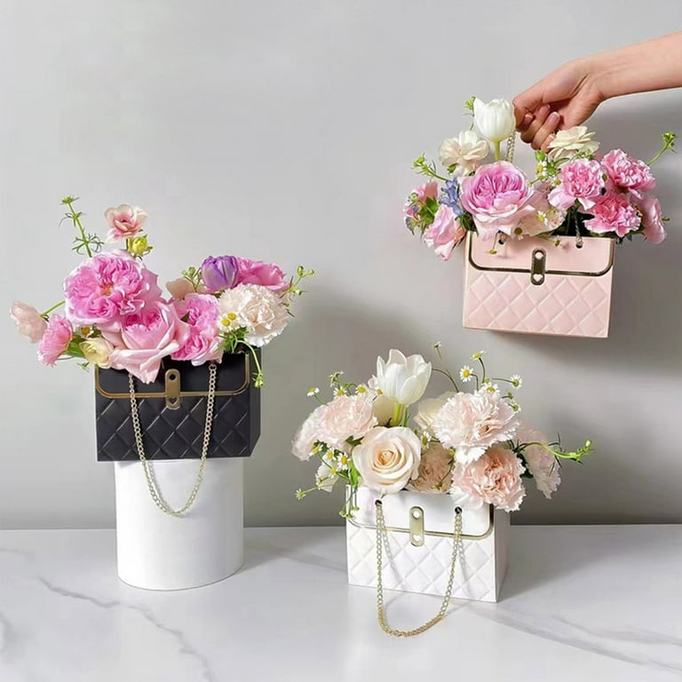 10 Pack Brown Kraft Paper Flower Bouquet Bags with Handle Paper Gift  Florist Packaging Bag Waterproof DIY Floral Bouquet Tote Bags Trapezoid  Flower