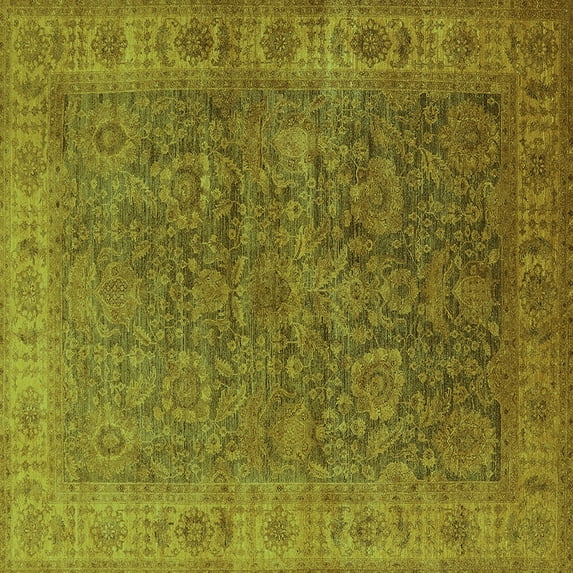 Ahgly Company Indoor Square Oriental Turquoise Blue Industrial Area Rugs, 8' Square