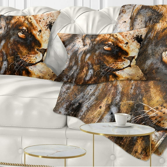 Designart Lion Collage - Animal Throw Pillow - 12x20