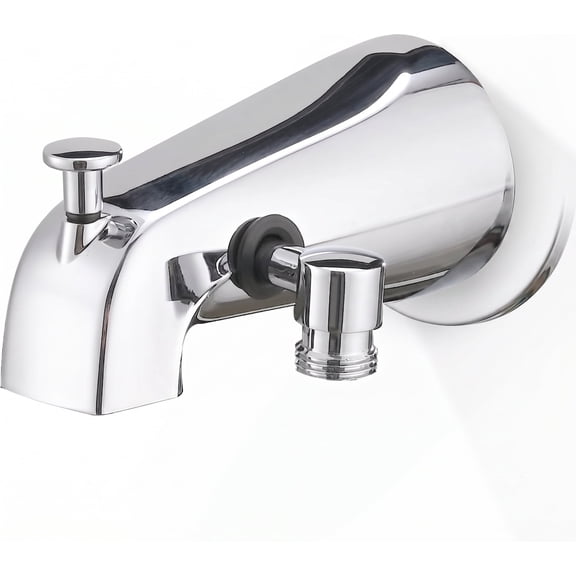 Tub Spout with Diverter, 5.3 Inch Chrome Bathtub Spout Replacement for Shower, Pull Up Water Flow Switch, 1/2 Inch Pipe Fit