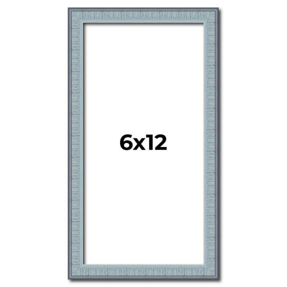 6x12 Frame Blue Scuffed Farm Board Solid Wood Picture Frame Width 0.75 Inches | Interior Depth 0.5