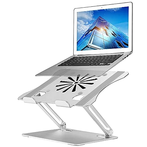 Soporte ajustable para laptop con ventilador, aleación de aluminio, escritorio, compatible con MacBook, Dell, 11"-17.3"