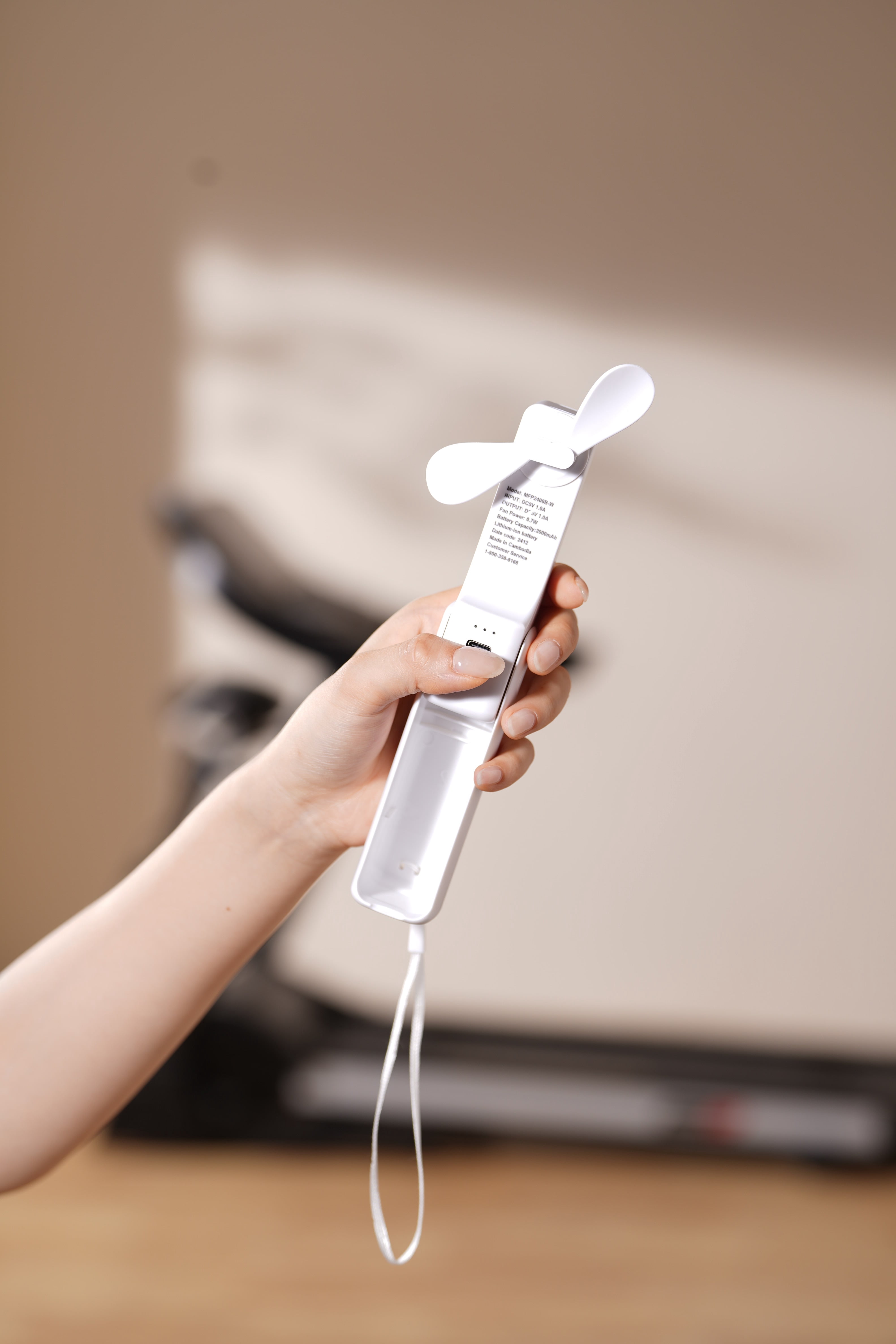 Mainstays Handheld Fan,Portable,2 in 1 Personal Fan,USB Rechargeable with Power Bank Function