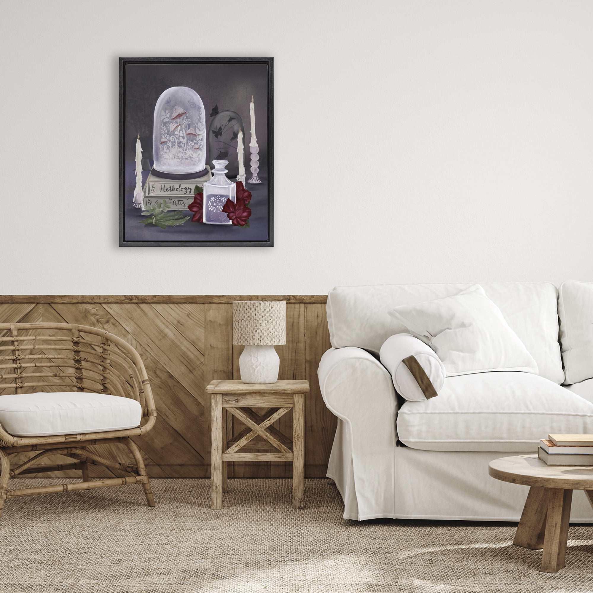 Stupell Industries Spooky Apothecary Vibes Black Framed Floater Canvas Wall Art, design by Adreane Fippinger