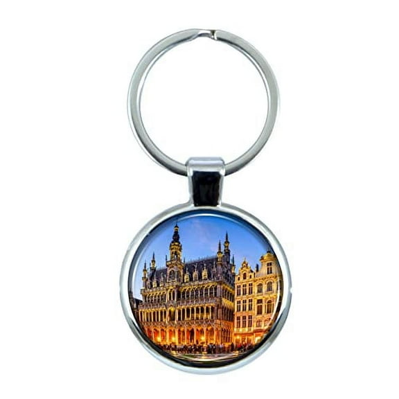 Brussels Keychain with Epoxy Dome and Metal Keyring