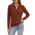thumbnail image 2 of Sundazz Womens Cable Knit Sweaters Long Sleeve V Neck Pullover Fall Winter Sweater Tops Casual Polo Shirts, 2 of 9