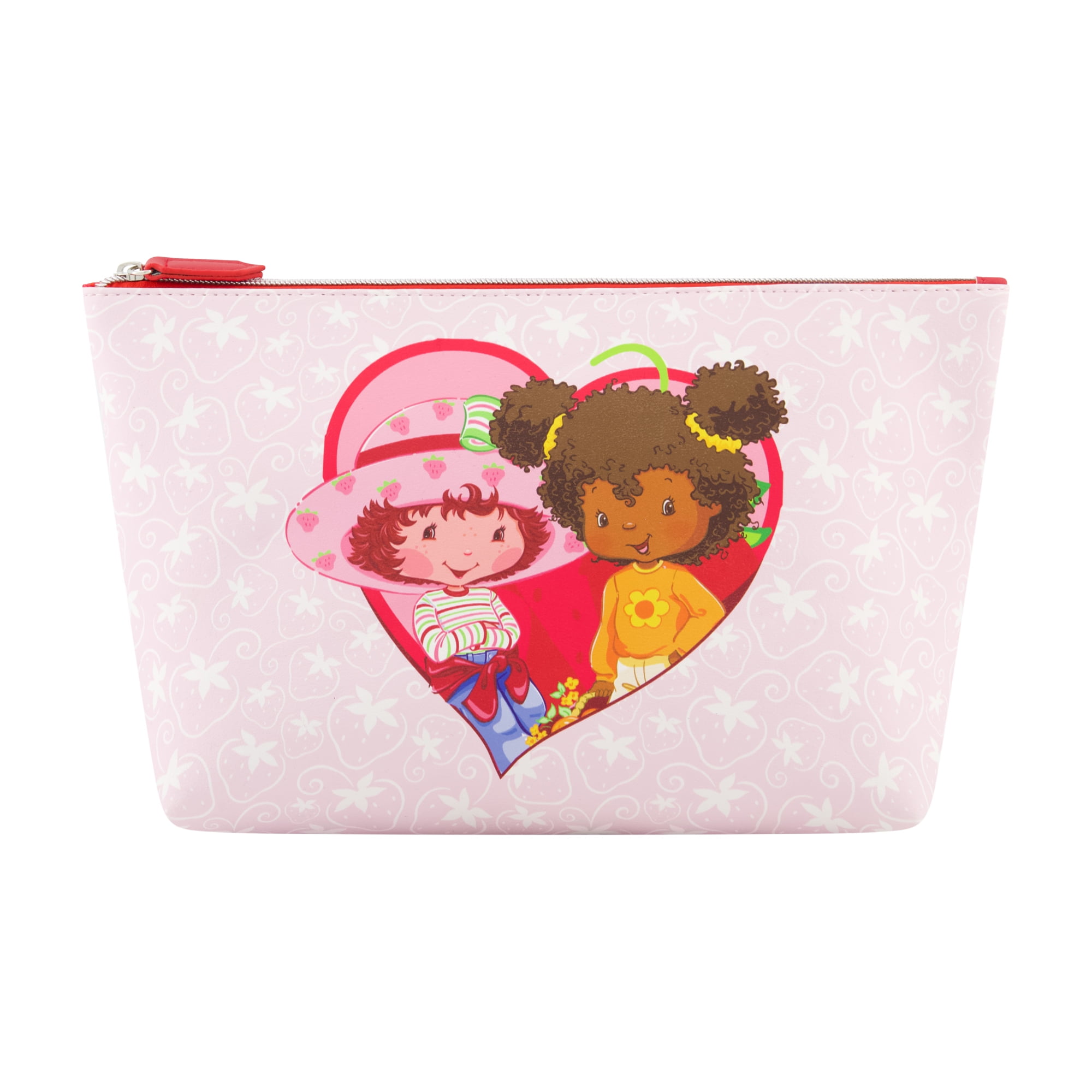 Strawberry Shortcake Women's Makeup Bag, Small Travel Cosmetic Zipper Pouch Organizer, Light Pink