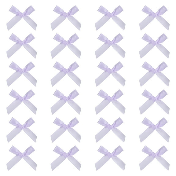 24 Pcs Mini Ribbon Bow 1.8 Inch for Craft DIY Cake Sewing Wedding Birthday Party Wrapping, Purple