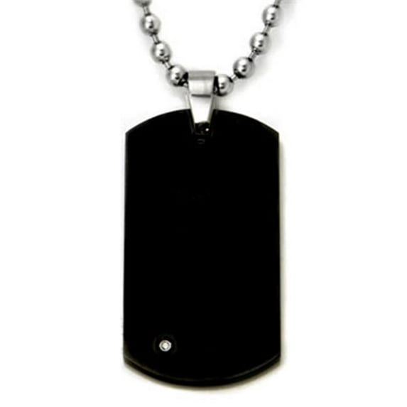 Titanium Kay Black Tungsten Diamond Engravable Dog Tag Pendant with 22" Bead Chain