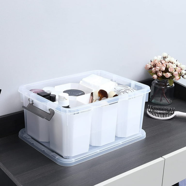 Citylife 17 Qt Storage Bins with Lids and 6 Pen Holders, Stackable