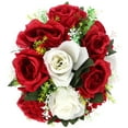 thumbnail image 1 of OULII 1Pcs Artificial Flowers Table Centrepiece Burgundy Lace Satin Wedding Decor 26.00X26.00X26.00Cm, 1 of 8