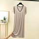 thumbnail image 1 of Karight Womens Soft Cotton T Shirt Dress Summer Short Sleeve Casual V Neck Sleepshirts Loose Long Nightdress House Dress, 1 of 7