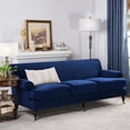 thumbnail image 3 of Maklaine Contemporary Hardwood Sofa with Metal Casters in Navy Blue, 3 of 11