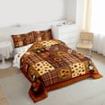 thumbnail image 3 of Fall Season Bedding Queen Size Autumn Harvest Decoration Comforter Set, Thanksgiving Day Gifts Teens Women Geometry Plaid Print Duvet Insert Maple Leaves Rainbow Decor Quilt, 3 of 7