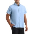 thumbnail image 4 of CAMISAS DE VESTIR PARA HOMBRE SÓLIDAS CORTAS DE ALGODÓN AJUSTE REGULAR CON BOTONES CAMISA OXFORD FORMAL S AZUL, 4 of 4