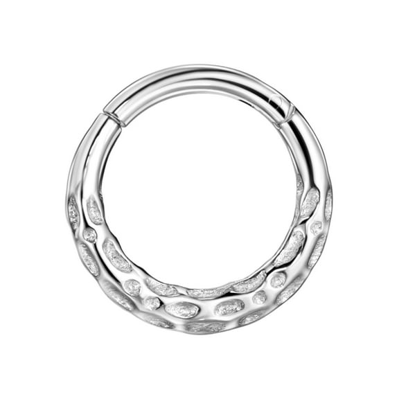 FANSING 316L Surgical Steel Hammered Piercing Rings for Septum Piercing for Womens Hinged Septum Jewelry 16g 8mm