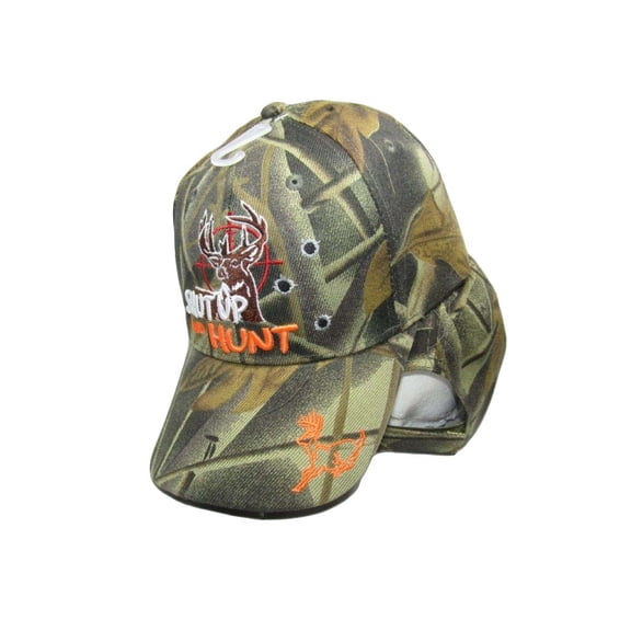Shut up and Hunt Bulls Eye Deer Hunting Camo Camouflage Embroidered Cap Hat