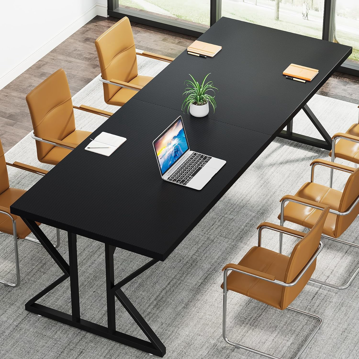 Tribesigns 78.7-Inch Executive Desk, Large Computer Office Desk, Industrial Study Writing Table for Home Office(Black)
